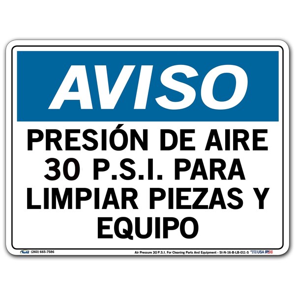 Vinyl Label Sign, 9-1/2" Height, 12-1/2" Width, Vinyl Label, Rectangle, Spanish